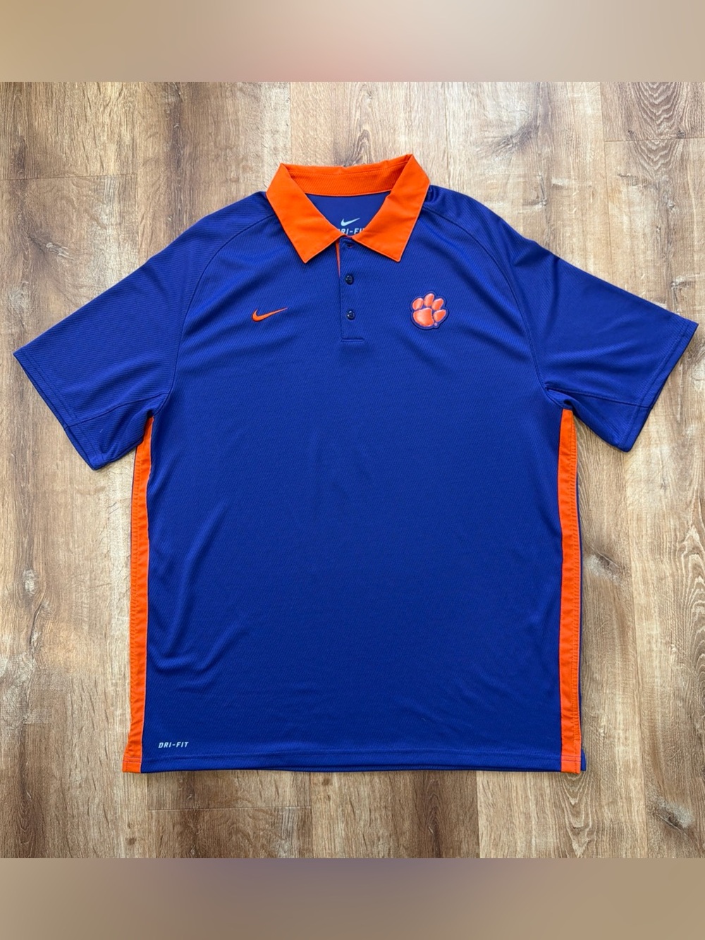 Nike Dri Fit Clemson Tigers Polo Shirt Mens XL Embroidered Textured Logo Purple